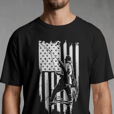 Patriotic Fisherman Silhouette